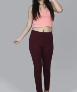 Mahroon High-Waist Sport Jogging Pants with Front & Back Pockets